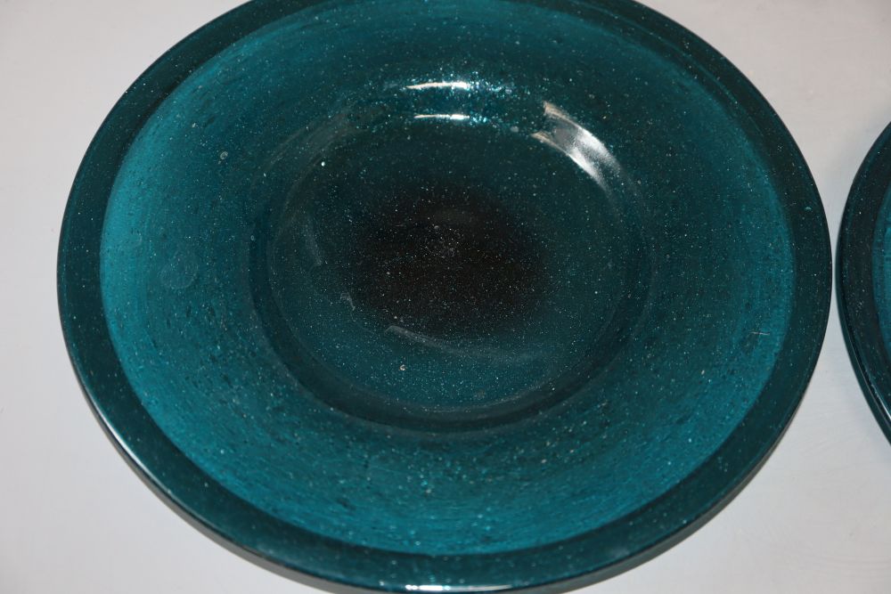 Four Venetian blue glass plates, diameter 22cm